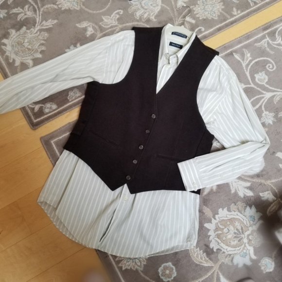 NAUTICA green white striped long sleeve shirt Neck 16.5 - Picture 2 of 7